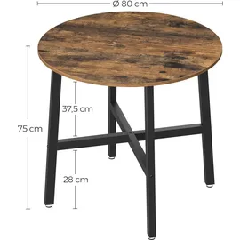 VASAGLE Küchentisch Ø 80 cm braun/schwarz