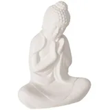 Boltze Buddha MARVONA, H 26 cm - Weiß - Kalkstein