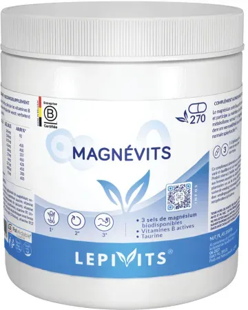 Lepivits Magnévits Magnesium Bisglycinat Citrat/Malat Müdigkeit Muskeln/Nervensystem 270 Kapseln