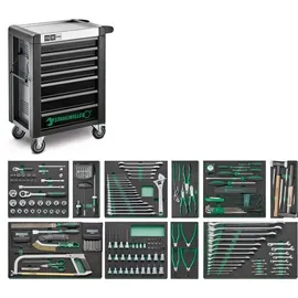 Stahlwille Werkzeugsortiment mit Werkstattwagen Nr.95/250QR Schubl.7 anthrazit, RAL 7016 250tlg