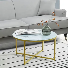 [en.casa] Couchtisch Uppvidinge 45x80cm Marmor, weiß / Gold