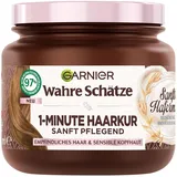 Garnier Wahre Schätze 1-Minute Haarkur für sensible Kopfhaut, Mit Reiscreme und Bio-Hafermilch für ein angenehmes Haarerlebnis, Vegane Formel, 1 x 340 ml