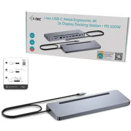iTEC i-tec USB-C Metal Ergonomic 3x 4K Display Docking Station + PD 100W