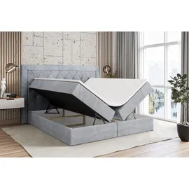 altdecor BOXBETT mit H4-Matratze und Lattenrost - NOEL - 160x200 Hellgrau