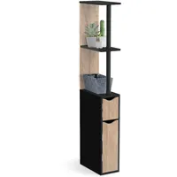 IDMarket WC-Möbel Regal 2 Türen 0 x 0 x 0 cm Schwarz/Buche