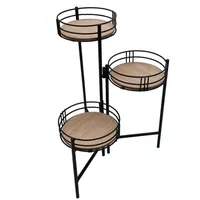 Spetebo Blumentreppe mit 3 Ablagen 60 x 30 cm Schwarz