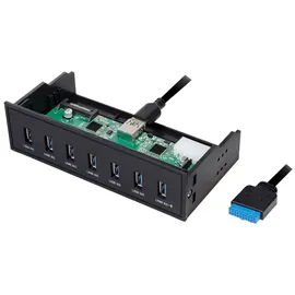 Logilink UA0342 - 5,25" USB 3.0 Hub (7-Port) mit Schnellladeport und Datenübertragungsraten bis zu 5 GBit/s