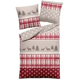Traumschlaf Feinbiber Tiere Rot/Beige 155 x 220 cm + 80 x 80 cm