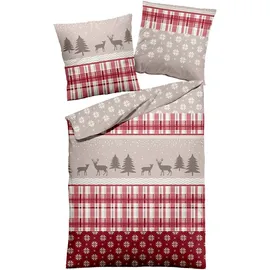 Traumschlaf Feinbiber Tiere Rot/Beige 155 x 220 cm + 80 x 80 cm