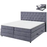 Roller Boxspringbett - grau - H3 - 180x200 cm