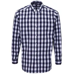 Premier Workwear  Karo Hemd Harrison in Weiß/Blau, Gr. S