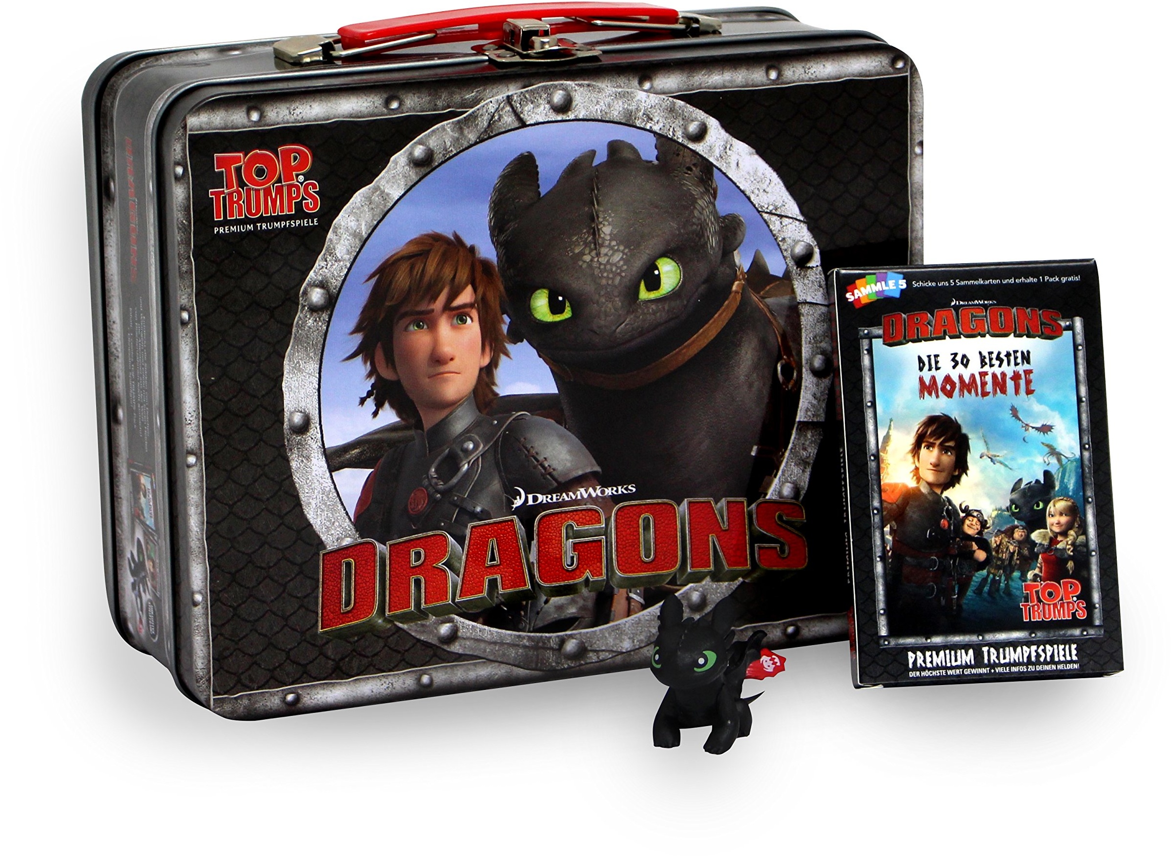Winning Moves WIN62233 Kidsbox-das Premium Trumpfspiel mit exklusiver Drachenfigur Ohnezahn Reise-und Kompaktspiel How to Train Your Dragon Zubehör