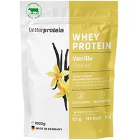 Whey Protein - Vanille 1 kg - Produziert in Deutschland aus regionaler Milch - BetterProtein® - Eiweißpulver zum Muskelaufbau und Abnehmen - Beutel
