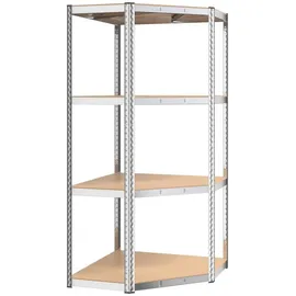 vidaXL Eckregal Stahl/Spanplatte 75 x 75 x 160 cm silber