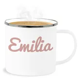 Emaille Becher Blechbecher - Kinder Tassen - Dein Text - Schriftzug - 300 ml - Weiß Silber - tasse weihnachten personalisierte name personalisiertes