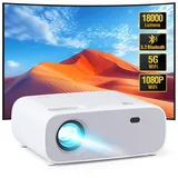 Wielio HD Beamer 1080 P Auflösung, Mini Beamer mit Bluetooth und WiFi, 18000 Lumen 4K Unterstützung, Kompatibel mit iOS/Android/Laptop/Xbox (grau)