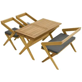 aea Dunkelbraune Gartenmöbel Designer Polstermöbel 2x Stühle Sitzbank 4tlg