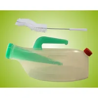 Teckmedi Urinflasche auslaufsicher, 2 Liter, milchig, autoklavierbar mit Henkel und Urinflaschenbürste *Top-Qualität*