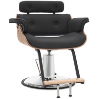 Barberpub Stuhl Barberpub Friseurstuhl Friseursessel Retro Kunstleder 8261, Höhenverstellbar für Herren Damen, Vintage Retro, Kunstleder schwarz