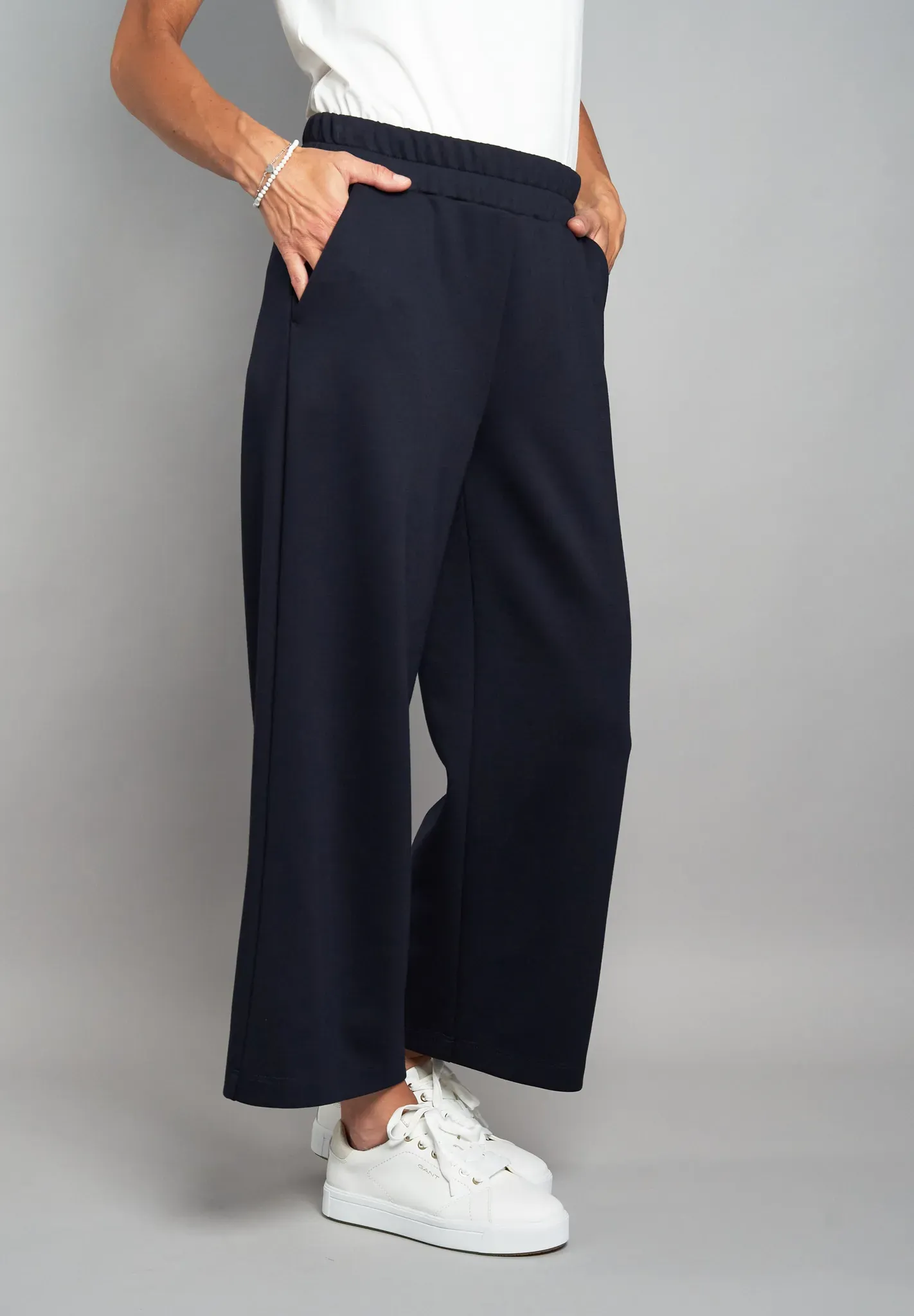 7/8-Hose SEIDEL MODEN, Damen, Gr. 50, N-Gr, nachtblau, Single Jersey, Obermaterial: 50% Polyester, 45% Viskose, 5% Elasthan, unifarben, Basic, lässig geschnitten 7/8-Länge, Hosen 7/8-Hose, in hochwertiger Jersey-Qualität, MADE IN GERMANY
