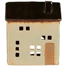 ib laursen Teelicht Haus aus Keramik Brighton 11,3 x 7,5 x 13,2 cm beige