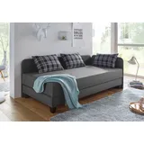 Gästebett MAINTAL, grau (anthrazit, anthrazit), Struktur Holzwerkstoff, Liegefläche B/L: 80cm x 200cm, 5-Zonen-Bonell-Federkernmatratze, Faltbetten, Gästebett, mit Umbau und Bettkasten