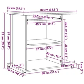 vidaXL Schreibtisch Artisan-Eiche 80x50x75 cm Holzwerkstoff
