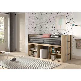 58 aufm Kessel Halbhochbett Keelia 90 x 200 cm Eiche braun