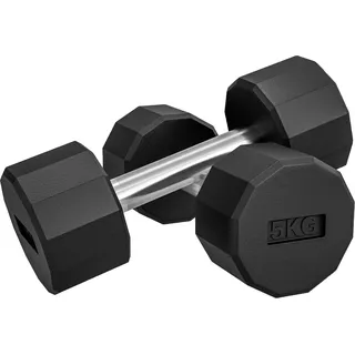 sportnow Kurzhantel-Set 10 kg aus Metall Rutschfest Kurzhanteln, Schwarz