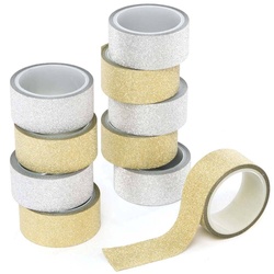 Gold & Silber Klebeband mit Glitzer (pro Set 10) Bastelmaterial