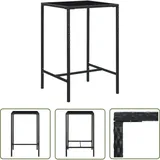 Garten-Bartisch Schwarz 70x70x110 cm Poly Rattan und Glas - Gartentisch - Outdoortisch - Bartisch - Rattan Tisch - Polyrattan Tisch - The Living Store