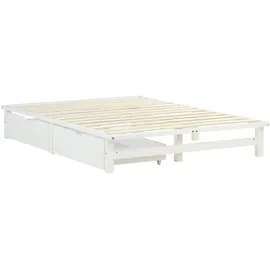 Homestyle4u Holzbett 140 x 200 cm Weiß