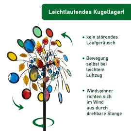 Lemodo Windrad Garten Metall 213 cm Bunt