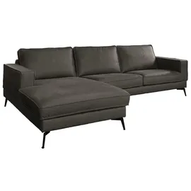 KAWOLA Sofa BLOOM Recamiere links Leder grau - Grau