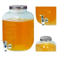 Riyashop Getränkespender mit Hahn 4L Glas Glance Zapfhahn Wasserspender