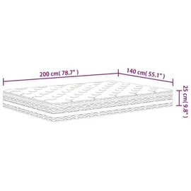 vidaXL Taschenfederkernmatratze Mittel 140 x 200 cm H2