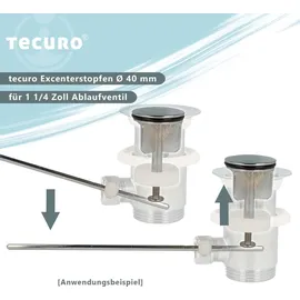 tecuro Excenterstopfen Ø 40 mm für 1 1/4 Zoll Ablaufventil hochglanzverchromt/Gold