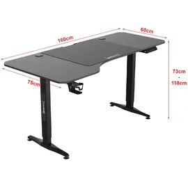 [pro.tec]® Höhenverstellbarer Tisch Oxnard 160 x 75 cm