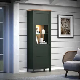 trendteam Vitrine Stanton 69 x 39 x 198 cm Tannengrün/Eiche