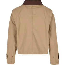 URBAN CLASSICS Übergangsjacke Damen Ladies Workwear Cropped Baumwolle Jacket beige M - Beige - M