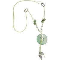 Gallay Perlenkette Kunststoffperlen Scheibe seidig-grün glänzend Kordel lindgrün 90cm (1-tlg) grün