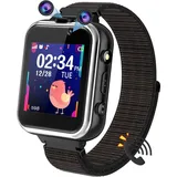 PTHTECHUS Kinder Smartwatch, Spiel Telefon Uhr für Kinder Armbanduhr mit Anruf Taschenrechner Schulmodus SchrittzäHler SOS Wecker Kamera Spielzeug Geschenk für Jungen MäDchen Studenten (Schwarz)