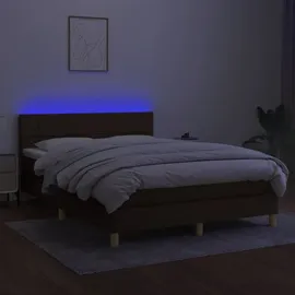 vidaXL Boxspringbett 140 x 200 cm LED Dunkelbraun