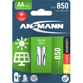 Ansmann Solar NiMH Akku Mignon AA 800 mAh 2 St.