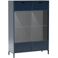 Beautysofa Vitrine, Dunkelblau, Holzwerkstoff, 105x150x41 cm, Wohnzimmer, Wohnwände, Vitrinenschränke