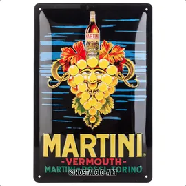 Nostalgic-Art 22320 Retro Blechschild, Martini – Vermouth Grapes – Geschenk-Idee für Cocktail-Fans, aus Metall, Vintage-Design zur Dekoration, 20 x 30 cm