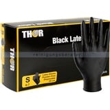 Latexhandschuhe Thor Black Einmalhandschuhe schwarz S 100er Gr. 6-7, puderfrei, unsterile Latexhandschuhe, 100 St./Box