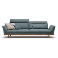 hülsta sofa 4-Sitzer hs.460, Sockel in Nussbaum, Füße Nussbaum, Breite 248 cm blau|grau