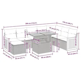 vidaXL Garten-Lounge-Set 9-tlg. beige