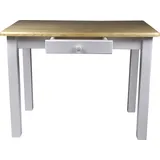 Magnetic Mobel Esstisch mit Schublade Küchentisch Tisch Restaurant Massiv Holz Kiefer (80x80, Unbehandelt) - Weiß